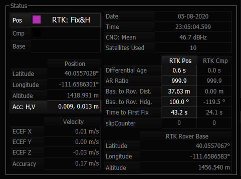 RTK status in EvalTool