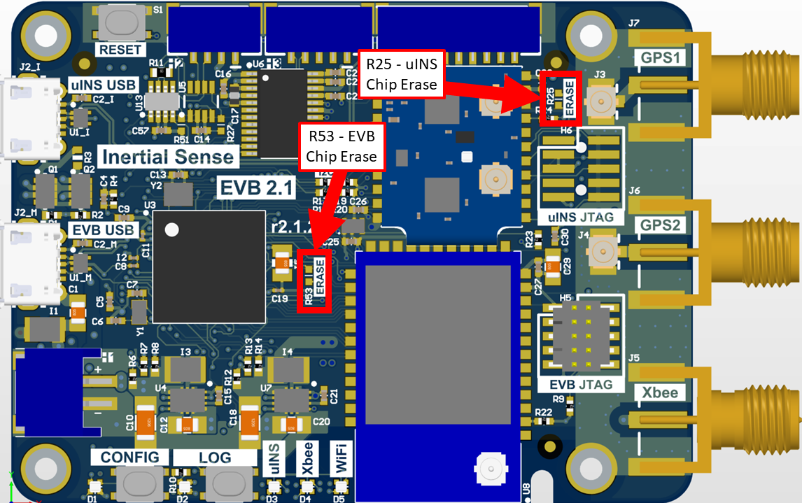 EVB-2 Chip Erase Pads